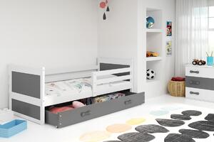 BMS Detská posteľ s úložným priestorom RICO biela Veľkosť spacej plochy: 190x80 cm, Doplňujúca farba postele: Grafit