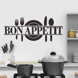 Samolepka na stenu "Bon Appetit" čierna 57x25 cm