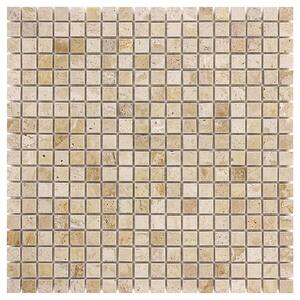 DUNIN - Travertine + Emperador Travertine Cream 15 Mramorové mozaiky DUNIN (30,5 x 30,5 cm / 1 ks)