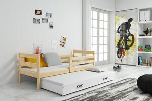 BMS Detská posteľ s prístelkou ERYK borovica Farebné prevedenie šuplíka: Modrá, Veľkosť spacej plochy: 190x80 cm