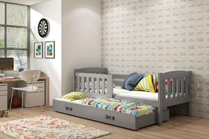 BMS Detská posteľ s prístelkou KUBUS grafit Farebné prevedenie šuplíka: Modrá, Veľkosť spacej plochy: 190x80 cm