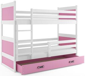 BMS Detská poschodová posteľ RICO | biela 90 x 200 cm Farba: Ružová