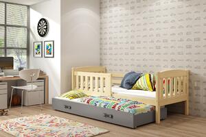 BMS Detská posteľ s prístelkou KUBUS borovica Farebné prevedenie šuplíka: Biela, Veľkosť spacej plochy: 190x80 cm