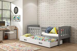 Detská posteľ KUBUŠ 2 s prístelkou | sivá Farba: Sivá / biela, Rozmer.: 190 x 80 cm