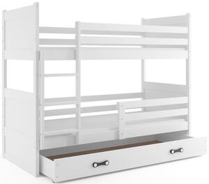 BMS Detská poschodová posteľ s úložným priestorom RICO biela Veľkosť spacej plochy: 190x80 cm, Doplňujúca farba postele: Grafit