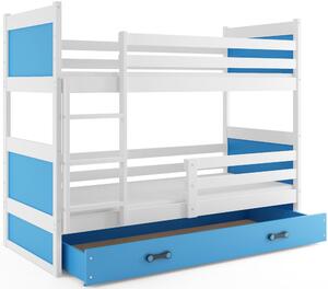 Detská poschodová posteľ RICO | biela 90 x 200 cm Farba: Modrá