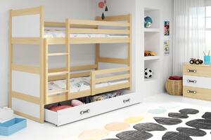 BMS Detská poschodová posteľ s úložným priestorom RICO borovica Veľkosť spacej plochy: 190x80 cm, Doplňujúca farba postele: Grafit