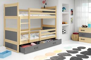 Detská poschodová posteľ RICO | borovica 90 x 200 cm Farba: Sivá
