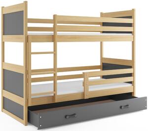 Detská poschodová posteľ RICO | borovica 80 x 160 cm Farba: Sivá