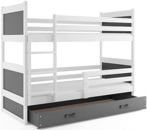 Detská poschodová posteľ RICO | biela 90 x 200 cm Farba: Sivá