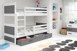 BMS Detská poschodová posteľ s úložným priestorom RICO biela Veľkosť spacej plochy: 190x80 cm, Doplňujúca farba postele: Ružová