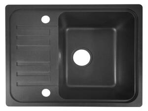 Aquamarin Granitový kuchynský drez, 57 x 45 cm, čierny