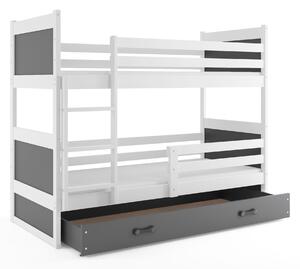 Poschodová posteľ RICO 2 - 190x80cm - Biely - Grafitový