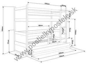 Poschodová posteľ RICO 2 - 190x80cm - Biely - Ružový