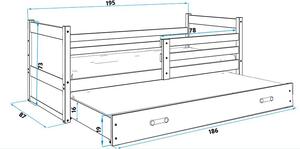 BMS Detská posteľ s prístelkou RICO grafit Farebné prevedenie šuplíka: Grafit, Veľkosť spacej plochy: 190x80 cm