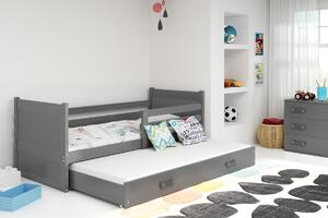 BMS Detská posteľ s prístelkou RICO grafit Farebné prevedenie šuplíka: Modrá, Veľkosť spacej plochy: 190x80 cm