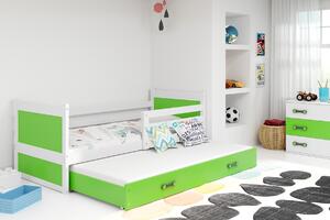 BMS Detská posteľ s prístelkou RICO biela Farebné prevedenie šuplíka: Zelená, Veľkosť spacej plochy: 200x90 cm