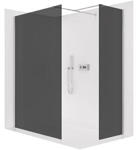 CERANO - Sprchová zástena Walk-in Onyx TL/P - 8 mm - hranatá vzpera - chróm, grafitové sklo - 140x140x200 cm