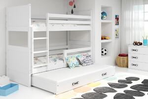 Detská poschodová posteľ s prístelkou RICO 3 | biela 80 x 160 cm Farba: Biela