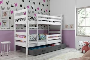 BMS Detská poschodová posteľ s úložným priestorom ERYK biela Farebné prevedenie šuplíka: Biela, Veľkosť spacej plochy: 190x80 cm