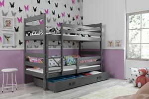 BMS Detská poschodová posteľ s úložným priestorom ERYK grafit Farebné prevedenie šuplíka: Grafit, Veľkosť spacej plochy: 200x90 cm
