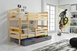 BMS Detská poschodová posteľ s úložným priestorom ERYK borovica Farebné prevedenie šuplíka: Biela, Veľkosť spacej plochy: 190x80 cm