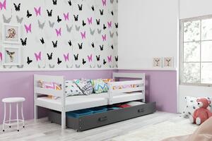 BMS Detská posteľ s úložným priestorom ERYK biela Farebné prevedenie šuplíka: Grafit, Veľkosť spacej plochy: 190x80 cm