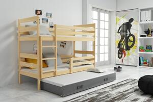 Poschodová posteľ s prístelkou - ERIK 3 - 190x80cm Borovica - Grafitový