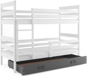 BMS Detská poschodová posteľ s úložným priestorom ERYK biela Farebné prevedenie šuplíka: Ružová, Veľkosť spacej plochy: 190x80 cm
