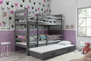 BMS Detská poschodová posteľ s prístelkou ERYK grafit Veľkosť spacej plochy: 200x90 cm, Doplňujúca farba postele: Grafit