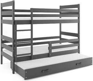 BMS Detská poschodová posteľ ERYK 3 s prístelkou | sivá Farba: Sivá / sivá, Rozmer.: 160 x 80 cm