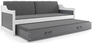 BMS Detská posteľ s prístelkou DAVID biela Veľkosť spacej plochy: 200x90 cm, Doplňujúca farba postele: Ružová
