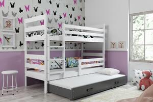 Detská poschodová posteľ s prístelkou ERYK 3 | biela Farba: biela / sivá, Rozmer.: 160 x 80 cm