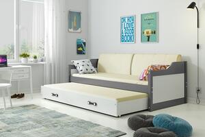BMS Detská posteľ s prístelkou DAVID grafit Veľkosť spacej plochy: 200x90 cm, Doplňujúca farba postele: Grafit