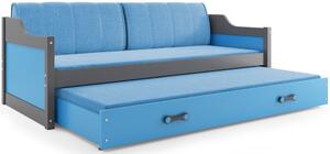 BMS Detská posteľ s prístelkou DAVID grafit Veľkosť spacej plochy: 200x90 cm, Doplňujúca farba postele: Ružová
