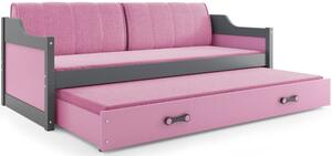 BMS Detská posteľ s prístelkou DAVID grafit Veľkosť spacej plochy: 190x80 cm, Doplňujúca farba postele: Grafit