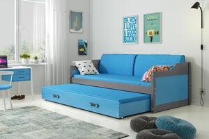 BMS Group Detská posteľ s prístelkou DÁVID 200 x 90 cm grafitová modrá