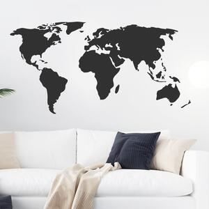 Samolepka na stenu "Mapa sveta - čierna" 64x125 cm