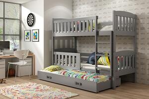 BMS Detská poschodová posteľ s prístelkou KUBUS grafit Veľkosť spacej plochy: 190x80 cm, Doplňujúca farba postele: Biela