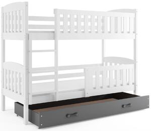 BMS Detská poschodová posteľ s úložným priestorom KUBUS biela Farebné prevedenie šuplíka: Ružová, Veľkosť spacej plochy: 190x80 cm