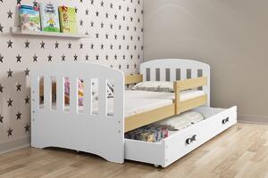 BMS Detská posteľ s úložným priestorom (s zásuvkou) CLASSIC 160x80 biela Doplňujúce farba: Borovica