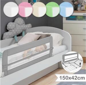 Detská zábrana na posteľ, 150 cm, sivá