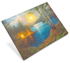 Nexos 74524 Nástenná maľba horské jazero, 3 LED + 40 LED, 30 x 40 cm