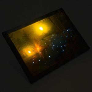 Nexos 74524 Nástenná maľba horské jazero, 3 LED + 40 LED, 30 x 40 cm