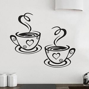 Samolepka na stenu "Kávové šálky" 24x29 cm