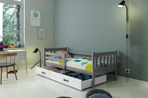 Detská posteľ s úložným priestorom CARINO | 90 x 200 cm Farba: Sivá / biela