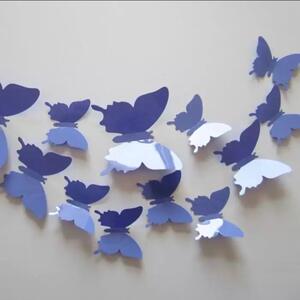 Samolepka na stenu "Plastové 3D Motýle - Fialové" 12ks 5-10 cm