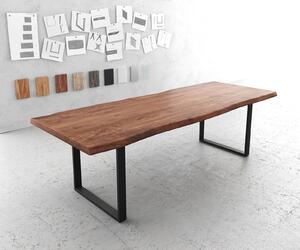 DELIFE Jedálenský stôl Edge 260x100 XL akácia hnedá kov čierna Live-Edge