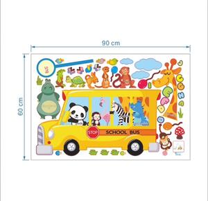 Samolepka na stenu "Autobus so zvieratkami" 170x100 cm