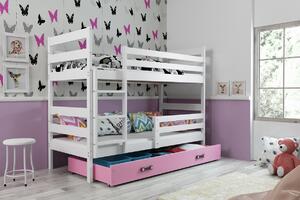 Poschodová posteľ ERIK 2 - 160x80cm - Biela - Ružová (Najmenšia varianta 160x80cm)